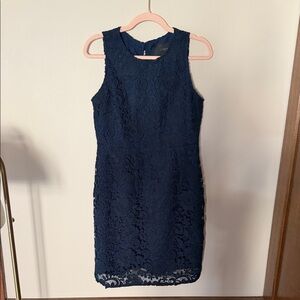J. Crew Navy Floral Lace Mini Dress-NBW